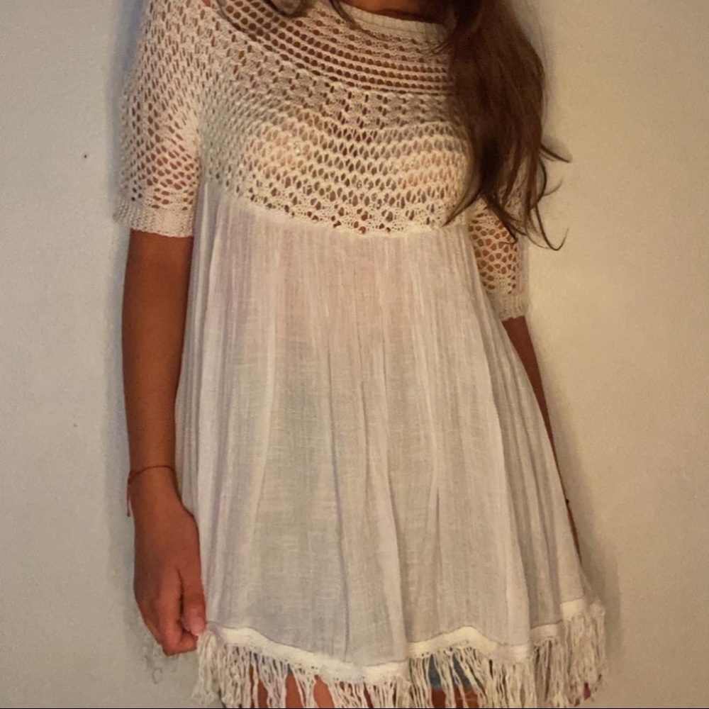 🐡Boho beach cover up with fringe✨